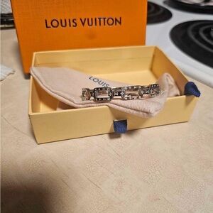 Louis Vuitton Silver Link Bracelet with Monogram Cutouts